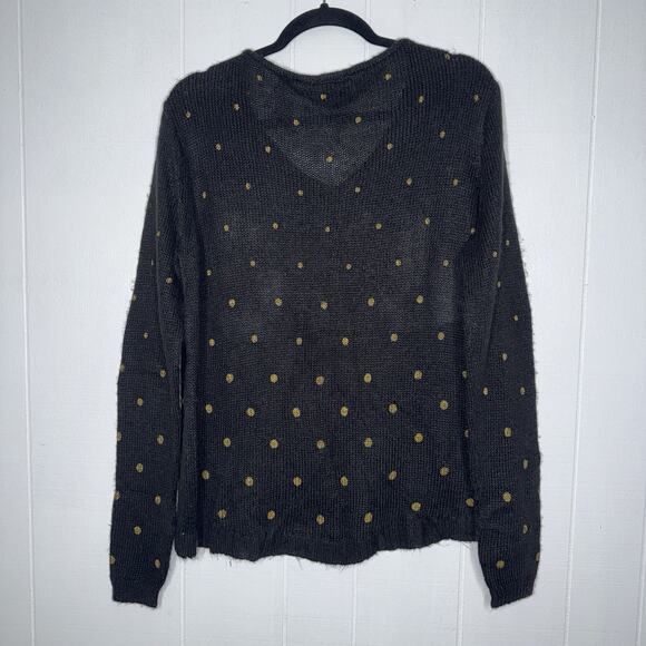 Wooden Ships Women’s Polkadot V Neck Sweater Black Gold Size M/L - Picture 2 of 5